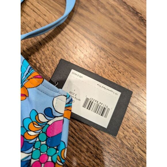 KATE SPADE Cinch Tie Front Soft Underwire Cups Swimsuit SPRING WATER/BLUE S $144 - Picture 13 of 16